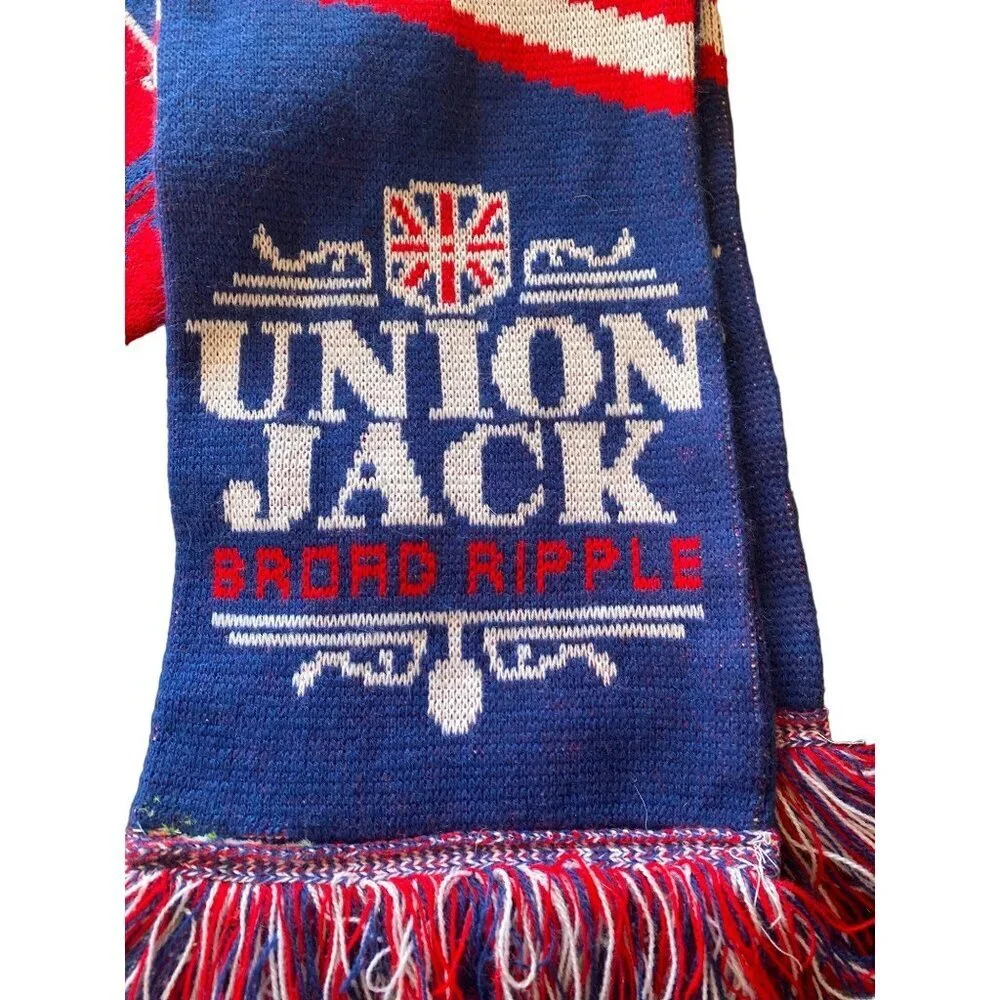 Red White Blue Knit Scarf Muffler Union Jack Broad Ripple One SIze‎